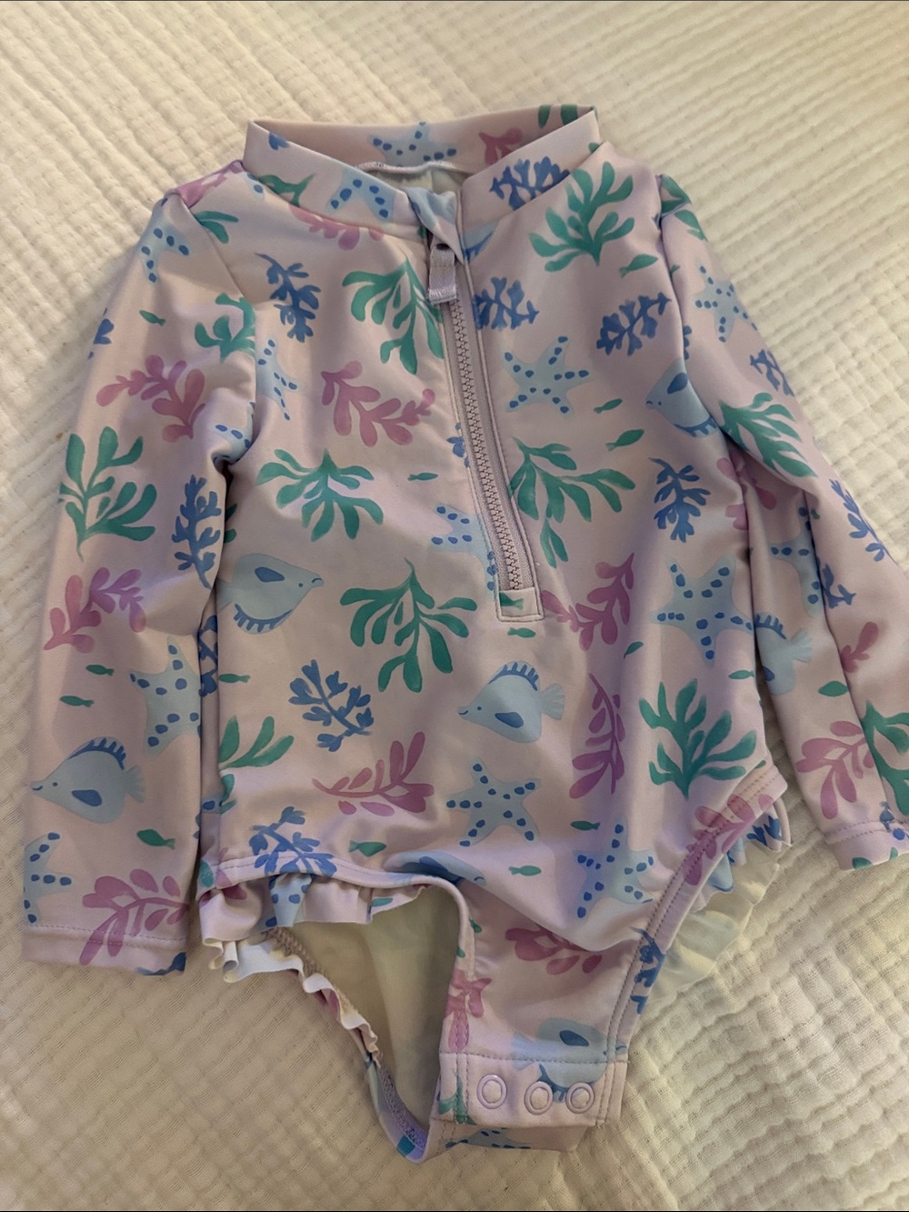 Carter's Long Sleeve Sea Life One Piece Rash Guard Swimsuit - Purple